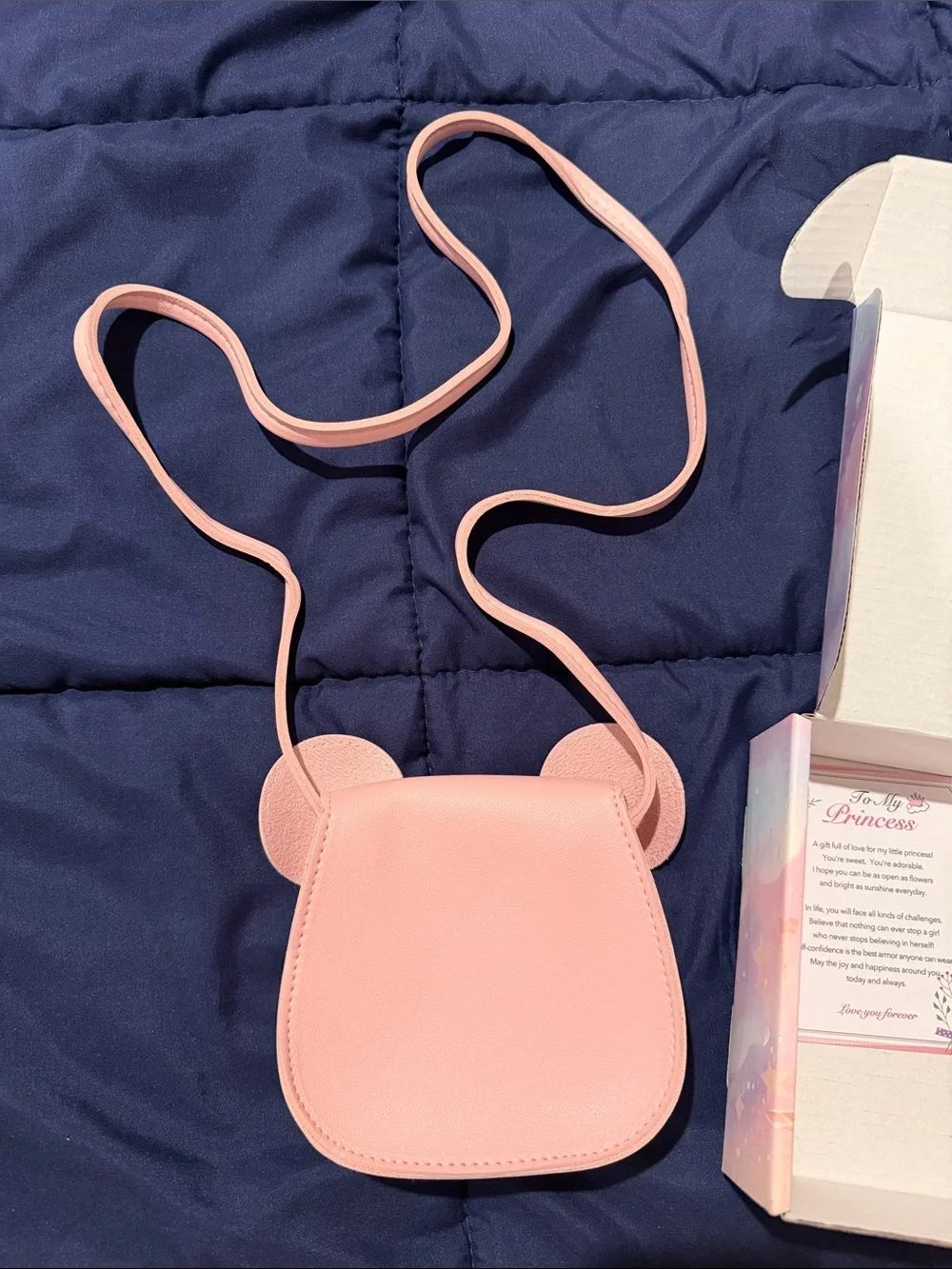 Amazon Pink Kids Mouse Crossbody Bag with Cream Bow and Sparkle A